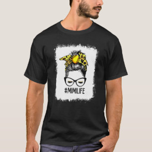 Bleached Softball Mimi Life Leopard Messy Bun Moth T-Shirt