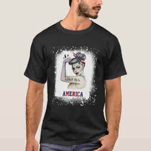 Bleached Softball Mom Life With Leopard And Flag A T-Shirt
