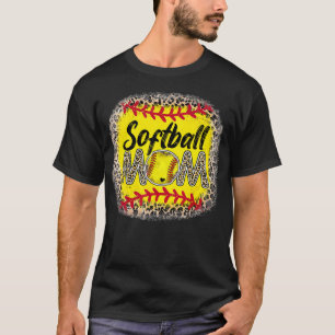 Bleached Softball Mum Leopard Baseball Mum Mothers T-Shirt
