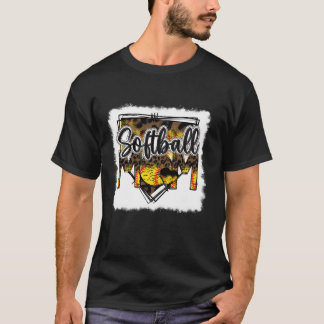 Bleached Softball Mum Leopard Funny Softball Mum M T-Shirt
