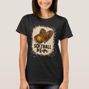 Bleached Softball Mum Leopard Game Day Vibes Mothe T-Shirt