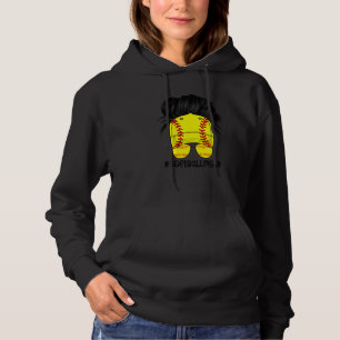 Bleached Softball Mum Life Leopard Messy Bun Game Hoodie