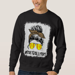 Bleached Softball Mum Life Leopard Messy Bun Game Sweatshirt