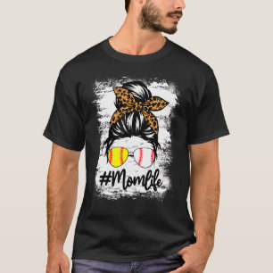 Bleached Softball Mum Life With Leopard And Messy T-Shirt
