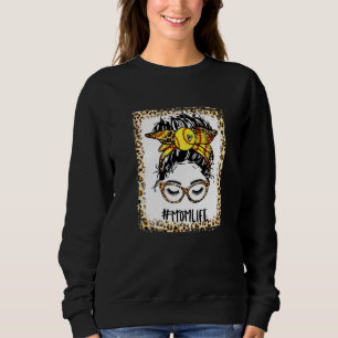 Bleached Softball Mum Messy Bun Game Day Mothers D Sweatshirt