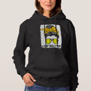 Bleached Softball Mum Messy Bun Mum Life Mother's Hoodie