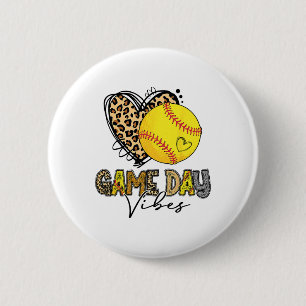 Bleached Softll Game Day Vibes Leopard Heart Headn 6 Cm Round Badge