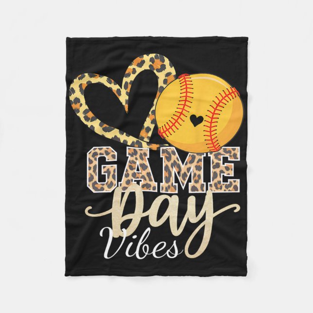 Bleached Softll Game Day Vibes Leopard Heart Headn Fleece Blanket (Front)
