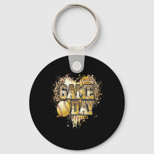 Bleached Softll Game Day Vibes Leopard Heart Headn Key Ring