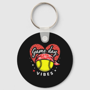 Bleached Softll Game Day Vibes Leopard Heart Headn Key Ring