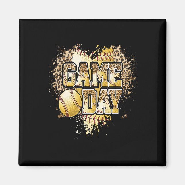 Bleached Softll Game Day Vibes Leopard Heart Headn Magnet (Front)