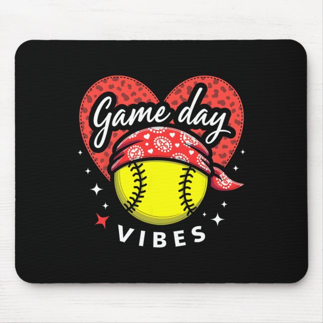Bleached Softll Game Day Vibes Leopard Heart Headn Mouse Pad (Front)