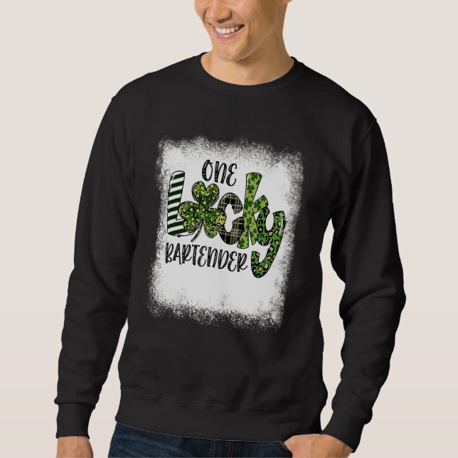 Bleached St Patricks Day Leopard One Lucky Bartend Sweatshirt (Front)