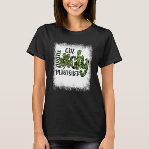 Bleached St Patricks Day Leopard One Lucky Publish T-Shirt