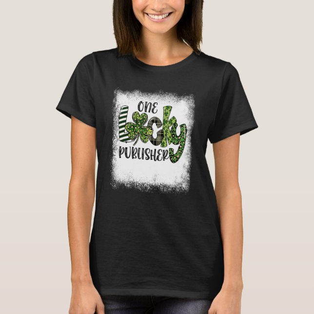 Bleached St Patricks Day Leopard One Lucky Publish T-Shirt (Front)