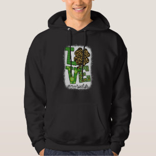 Bleached St Patricks Teacher Leopard Shamrock Luck Hoodie