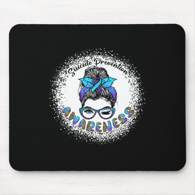 Bleached Suicide Prevention Awareness Messy Bun Gi Mouse Pad (Front)