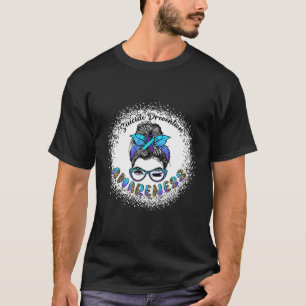 Bleached Suicide Prevention Awareness Messy Bun Gi T-Shirt
