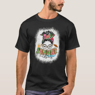 Bleached Summer Vibes Messy Bun Watermelon Summer T-Shirt