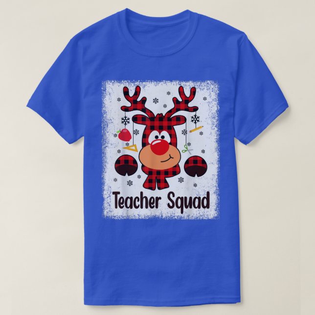 Bleached Teacher Squad Reindeer Buffalo Teacher Ch T-Shirt (Design Front)