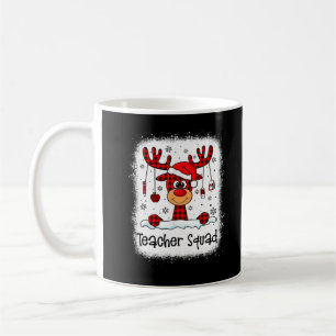 Bleached Teacher Squad Reindeer Plaid Teacher Chri Coffee Mug