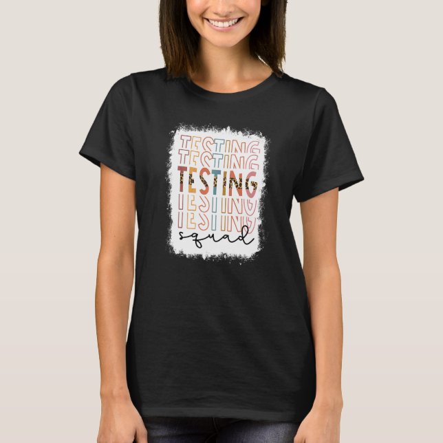 Bleached Testing Squad Leopard Test Day Teacher Li T-Shirt (Front)