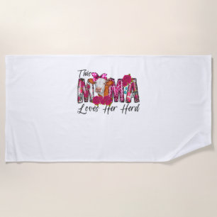Bleached This Mama Loves Her Herd Mother's Day Cow Beach Towel