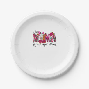 Bleached This Mama Loves Her Herd Mother's Day Cow Paper Plate