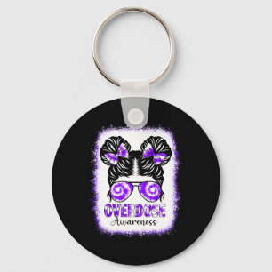 Bleached Tie Dye Overdose Awareness Messy Hair Bun Key Ring