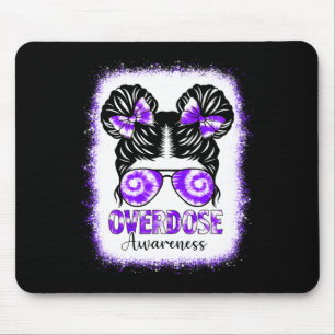 Bleached Tie Dye Overdose Awareness Messy Hair Bun Mouse Pad