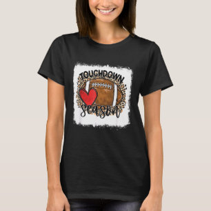 Bleached Touchdown Season Leopard Game Day Footbal T-Shirt
