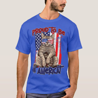 Bleached USA Flag Cat 4th Of Juli Proud To Be An A T-Shirt