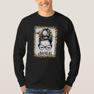 Bleached Volleyball Auntie Messy Bun Game Day Moth T-Shirt