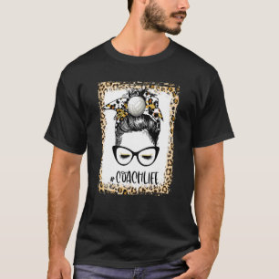 Bleached Volleyball Coach Girl Messy Bun Game Day T-Shirt