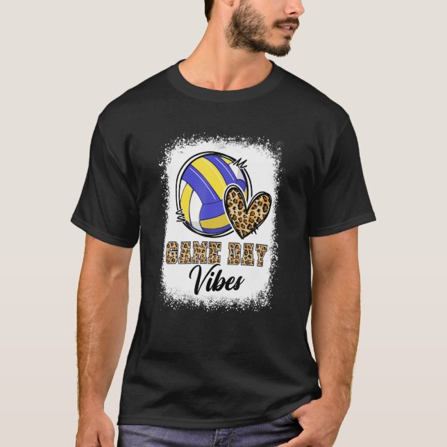 Bleached Volleyball Game Day Vibes Volleyball Mom  T-Shirt (Front)