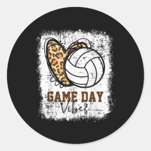 Bleached Volleyball Game Day Vibes Volleyball Mum  Classic Round Sticker