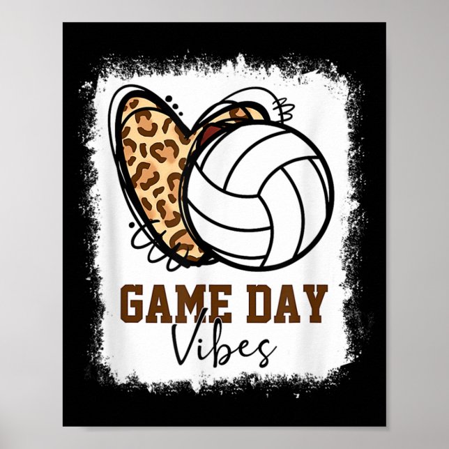 Bleached Volleyball Game Day Vibes Volleyball Mum  Poster (Front)