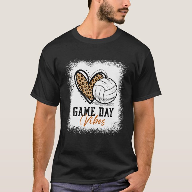 Bleached Volleyball Game Day Vibes Volleyball Mum T-Shirt (Front)