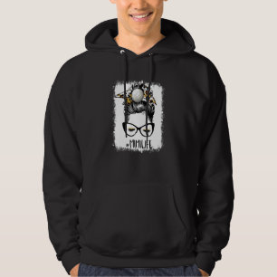 Bleached Volleyball Mimi Life Leopard Messy Bun Ga Hoodie