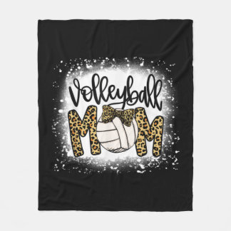 Bleached Volleyball Mom Leopard Fun Ball Mom Mothe Fleece Blanket