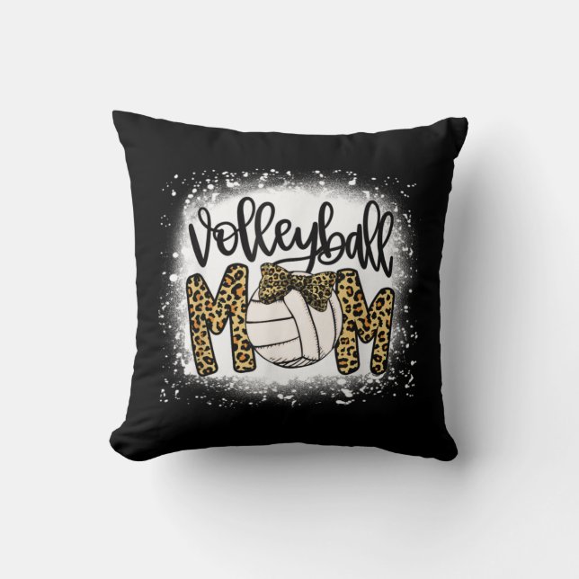 Bleached Volleyball Mum Leopard Fun Ball Mum Mothe Cushion (Front)