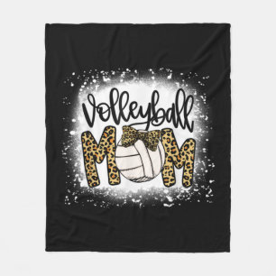 Bleached Volleyball Mum Leopard Fun Ball Mum Mothe Fleece Blanket