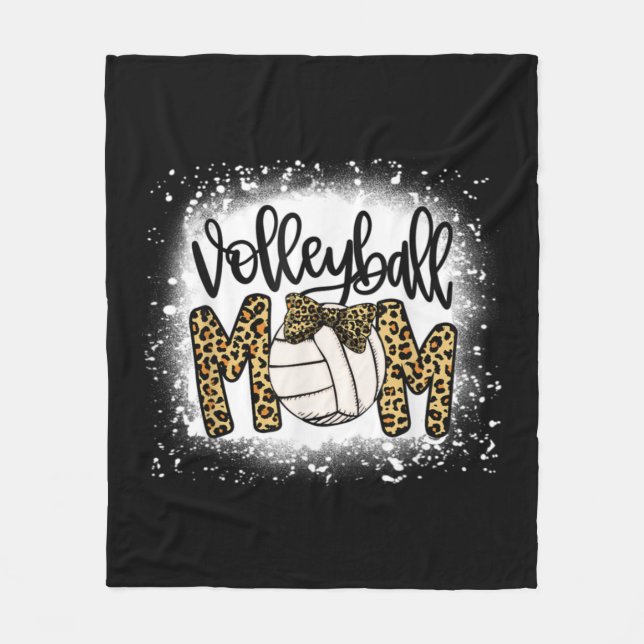 Bleached Volleyball Mum Leopard Fun Ball Mum Mothe Fleece Blanket (Front)