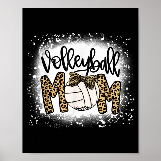 Bleached Volleyball Mum Leopard Fun Ball Mum Mothe Poster (Front)
