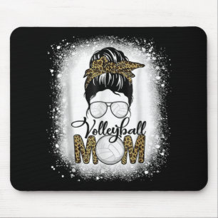 Bleached Volleyball Mum Life Leopard Messy Bun Gam Mouse Pad