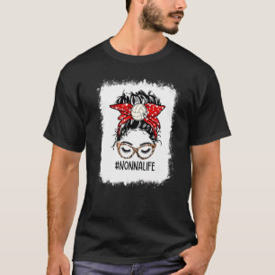Bleached Volleyball Nonna Life Leopard Messy Bun M T-Shirt