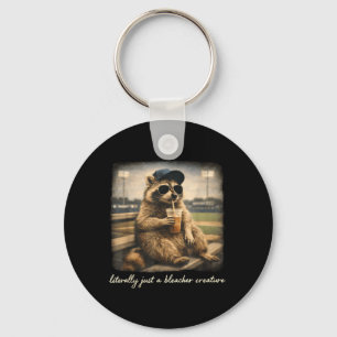 Bleacher Creature Racoon Ballfield Baseball Key Ring