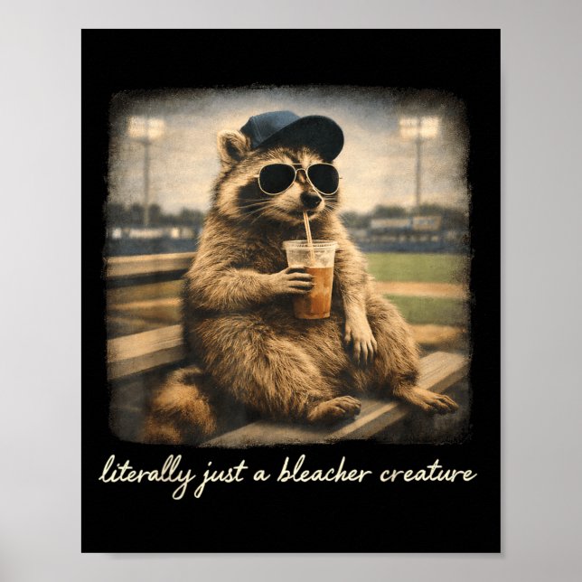 Bleacher Creature Racoon Ballfield Baseball Poster (Front)