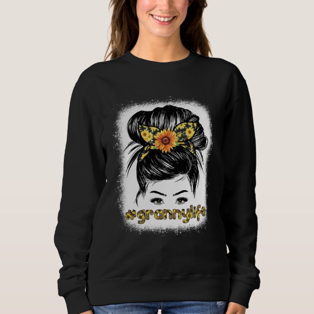 Bleaches Granny Messy Hair Bun Sunflower Women Mot Sweatshirt (Front)