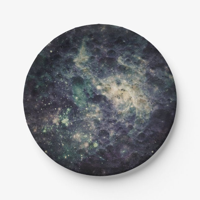 Bleak Galaxy Space Rock Birthday Party Paper Plate (Front)